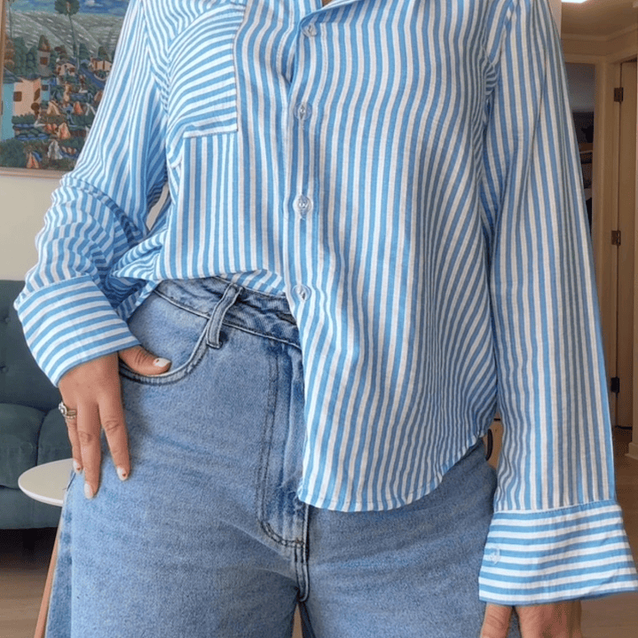 Blusa a rallas celeste  2