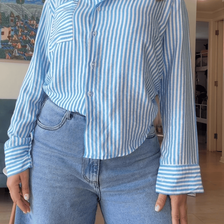 Blusa a rallas celeste  3