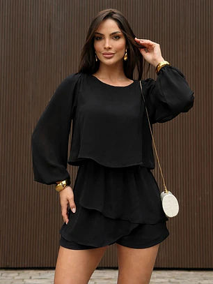 Antonieta Manga Larga Negro