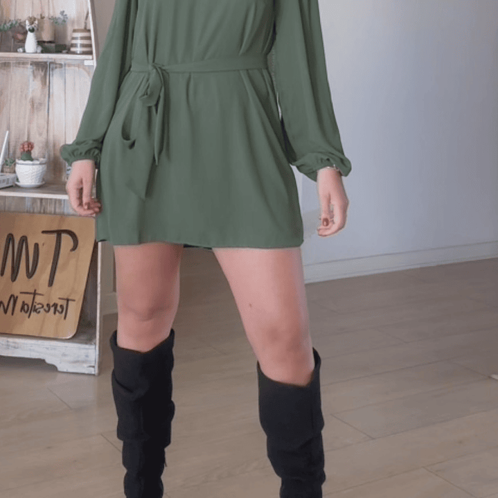 Vestido con Short Rosario Verde militar  3