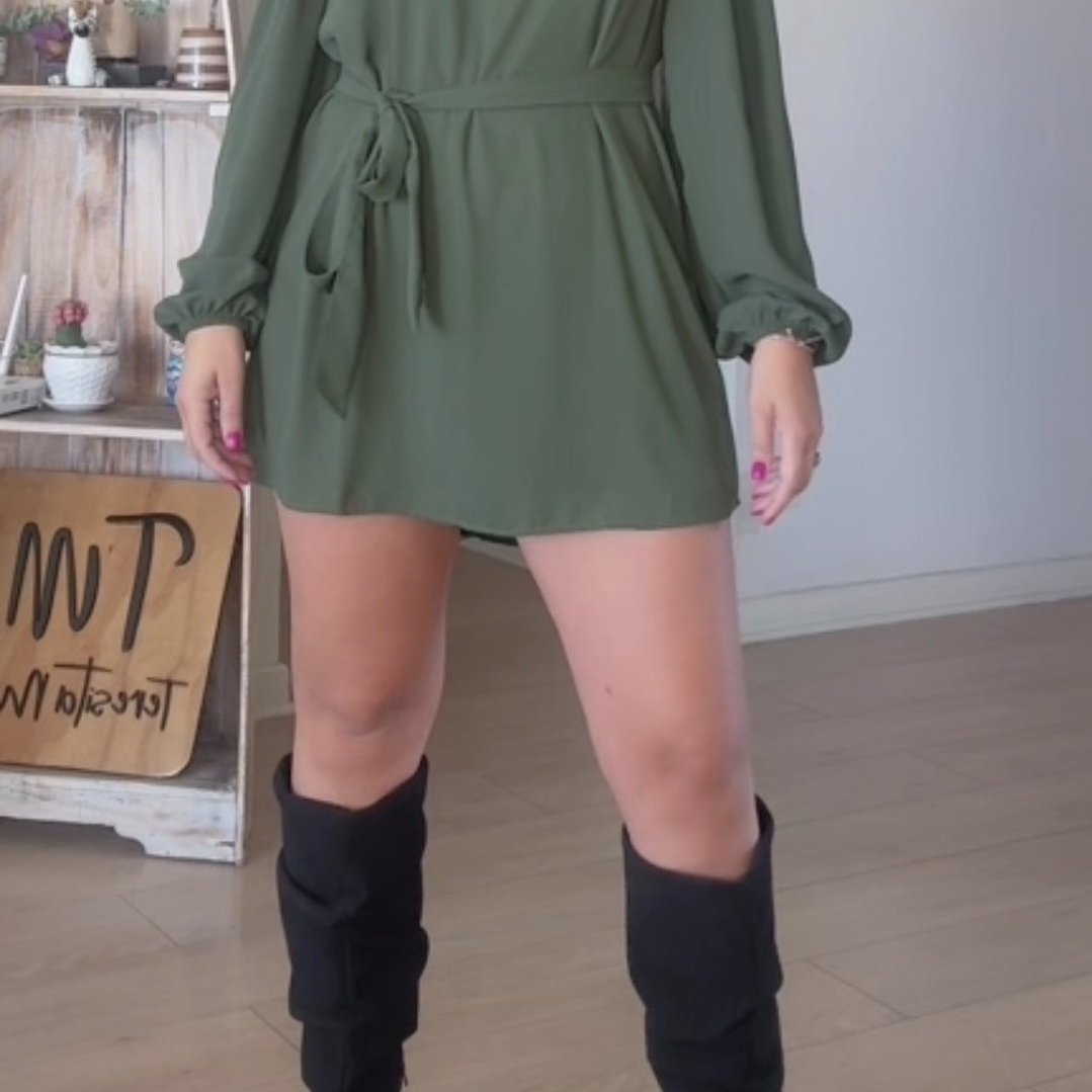 Vestido con Short Rosario Verde militar  4