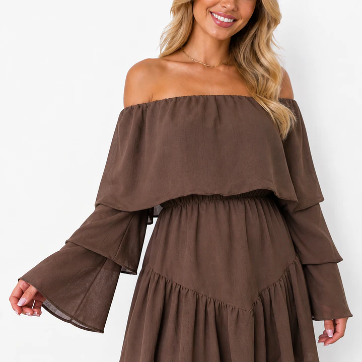 Vestido con short Clara manga larga Marrón  1