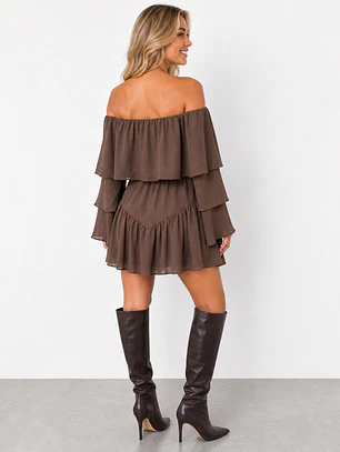 Vestido con short Clara manga larga Marrón 