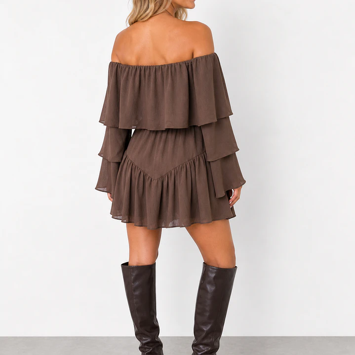 Vestido con short Clara manga larga Marrón  2