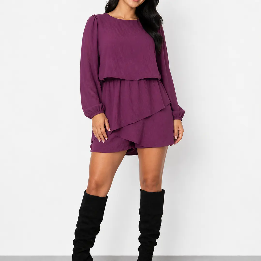 Vestido con short Antonieta manga larga  1