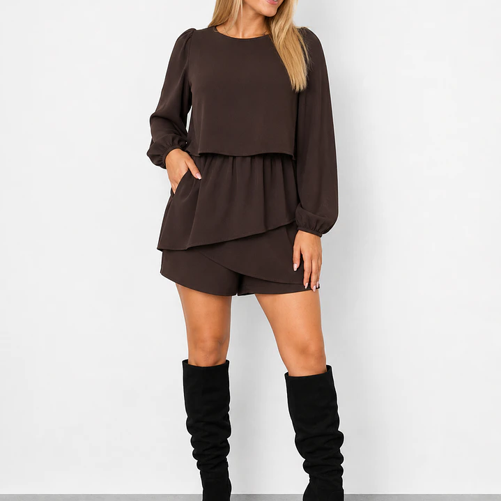 Vestido con Short Antonieta Marron 1