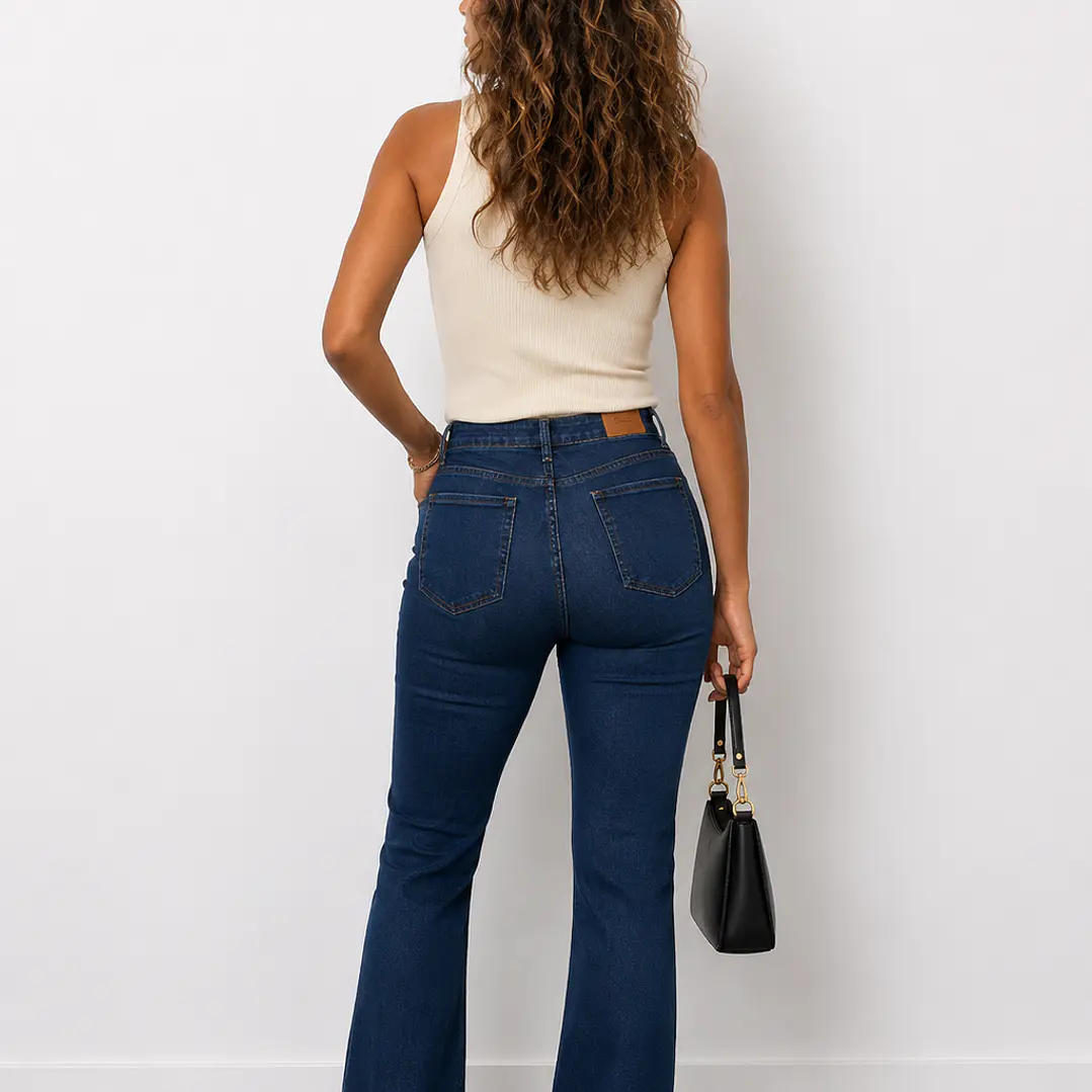 Jeans con faja Matilda azul Flare  2
