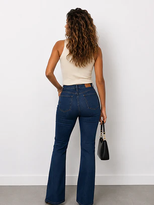 Jeans con faja Matilda azul Flare 