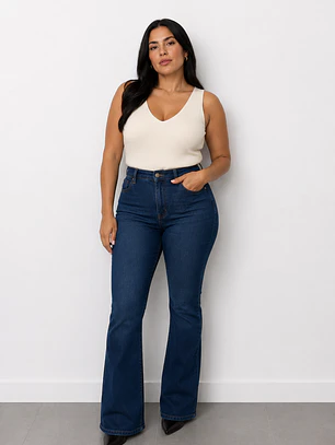 Jeans con faja Matilda azul Flare 
