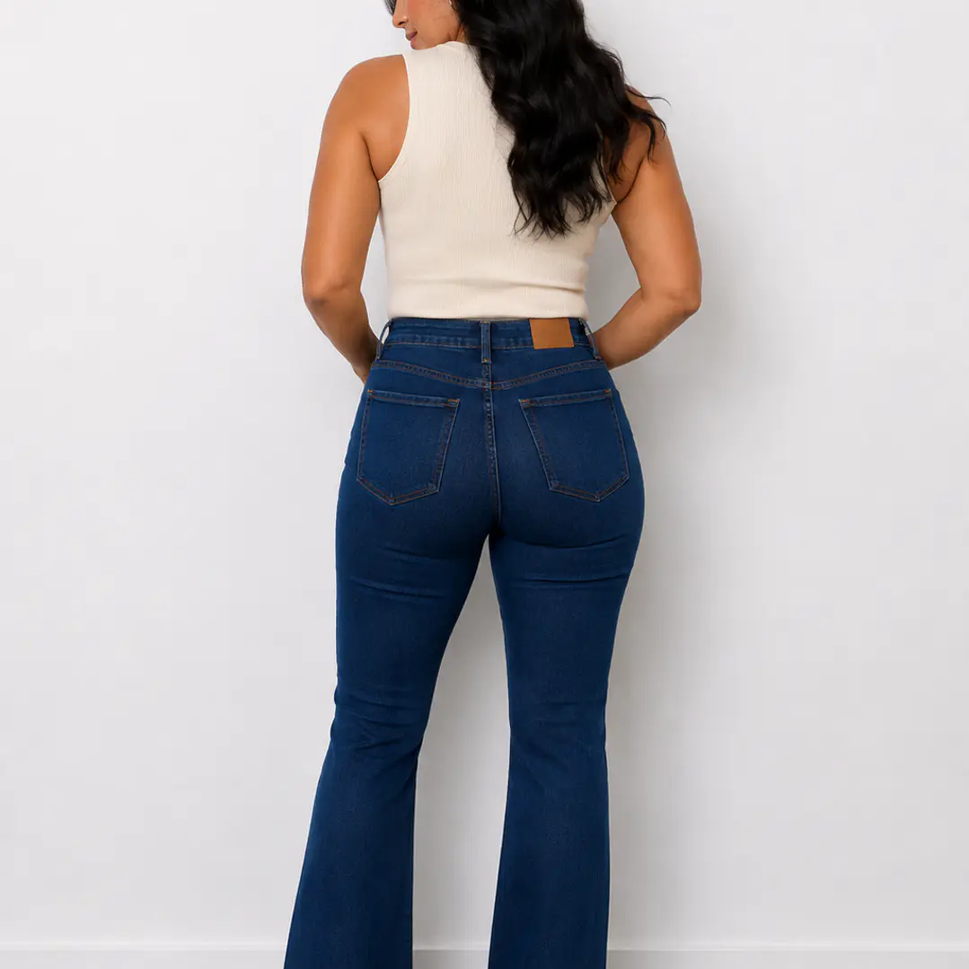 Jeans con faja Matilda azul Flare  7