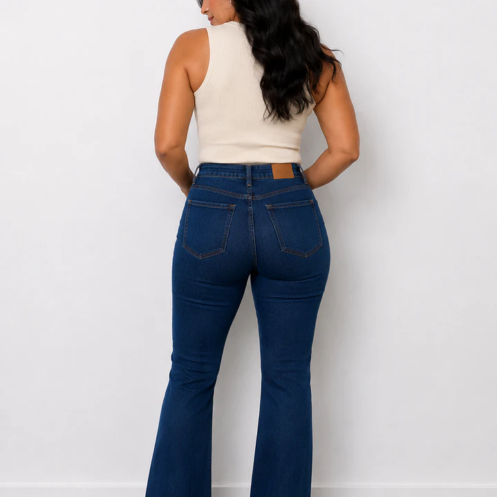Jeans con faja Matilda azul Flare  7