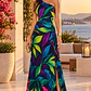 Vestido ALANA hojas colores  - Miniatura 1