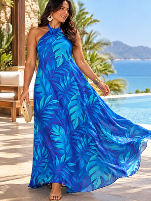 Vestido TATYANY hojas turquesa