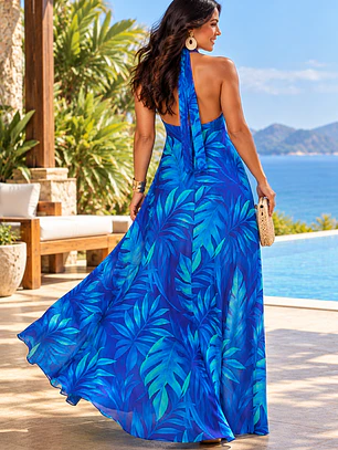 Vestido TATYANY hojas turquesa