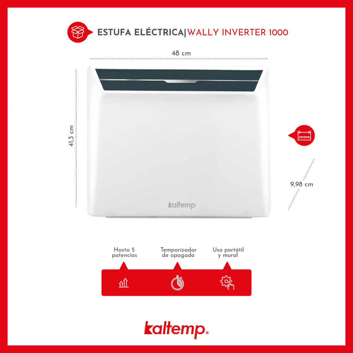 Calefactor Eléctrico Kaltemp Wally Inverter 1000W Wifi 3