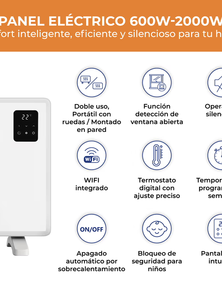 Calefactor Panel 600 W c/WIFI 600 W 2