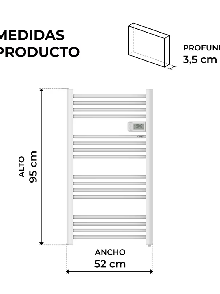 Toallero eléctrico tubular ANWO FL.500 500W C/WIFI 2