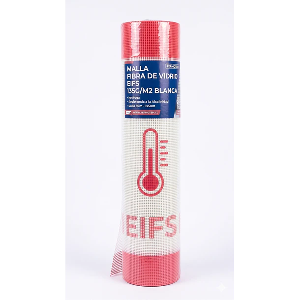 MALLA FIBRA DE VIDRIO TERMOTEM BLANCA 135GR 1MT X 50ML REFUERZO SISTEMA EIFS 