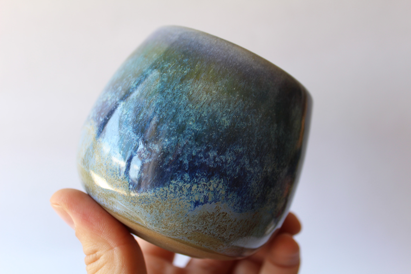 Vaso/Mate cerámica gres grande -azul profundo- 1