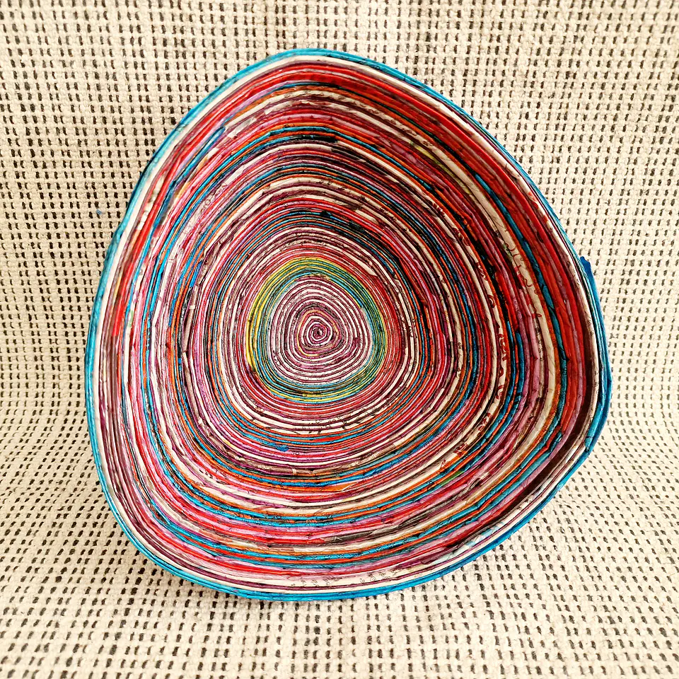 Taça decorativa de papel reciclado - Artesanato do Sri Lanka 3