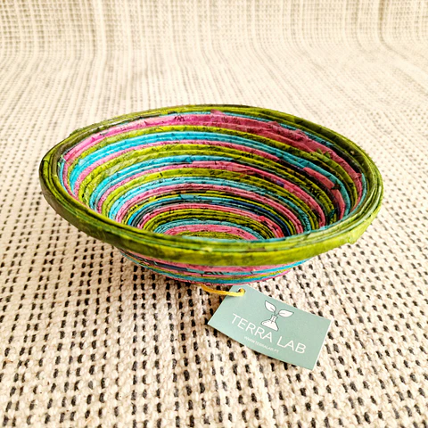 Taça decorativa de papel reciclado pequena - Artesanato do Sri Lanka