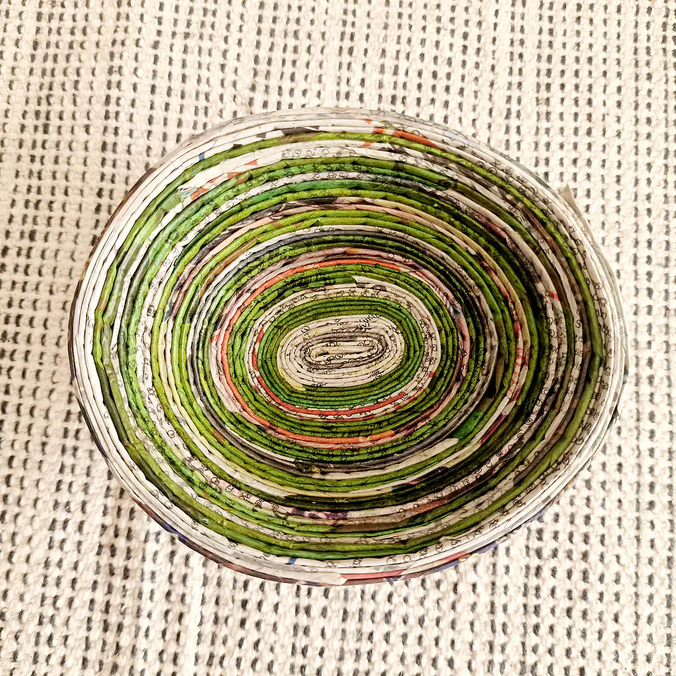 Taça decorativa de papel reciclado pequena - Artesanato do Sri Lanka 2