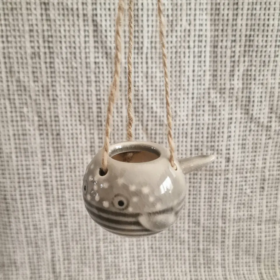 Suporte Suspenso em Cerâmica – Peixe Balão para Air Plants 3