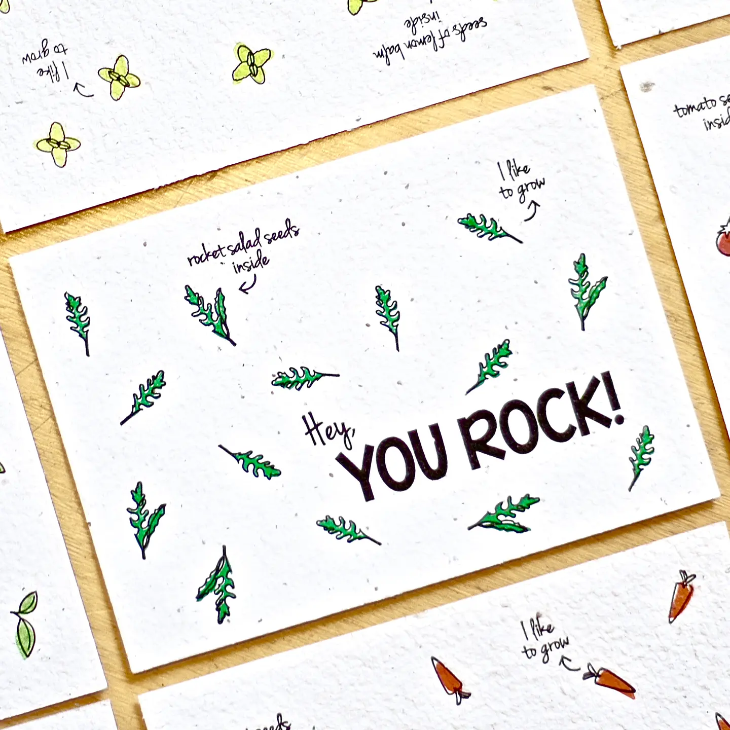 Plantable postcards with vegetable and herb seeds. 2