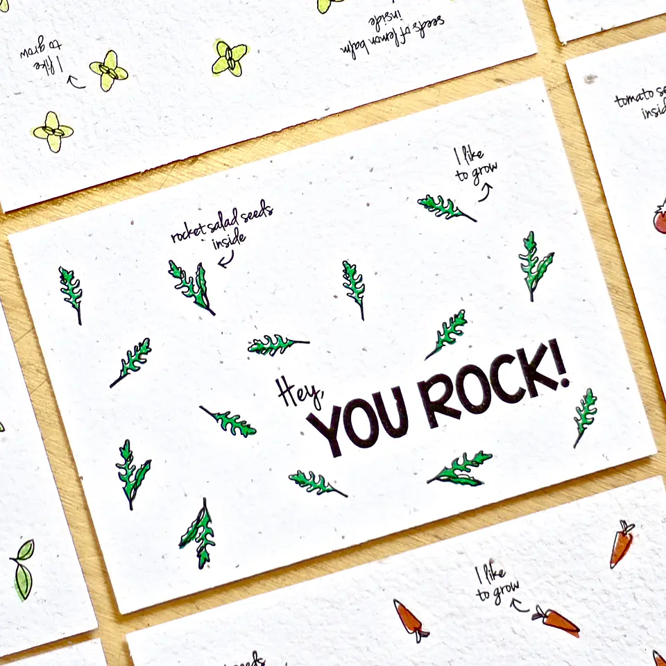 Plantable postcards with vegetable and herb seeds. 2