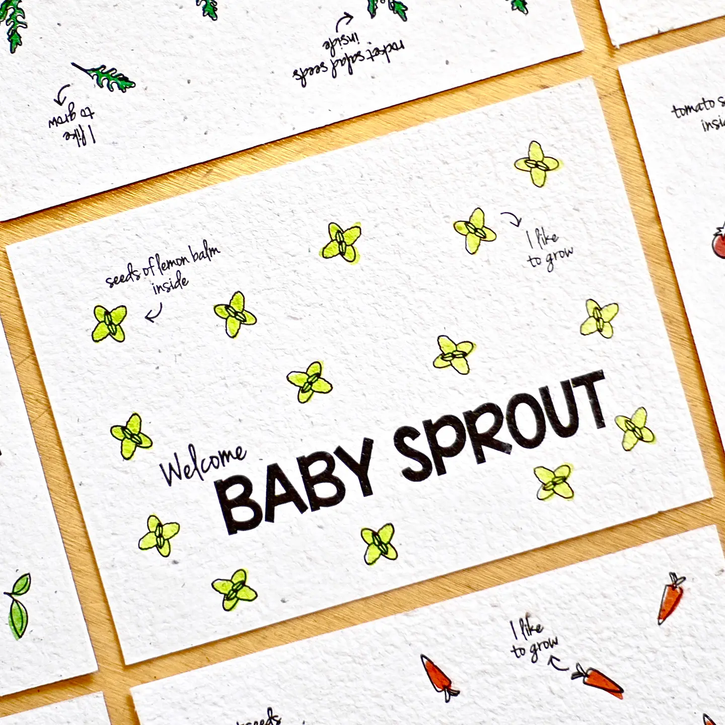 Plantable postcards with vegetable and herb seeds. 3
