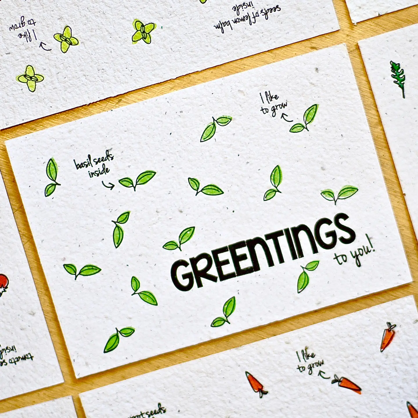 Plantable postcards with vegetable and herb seeds. 5