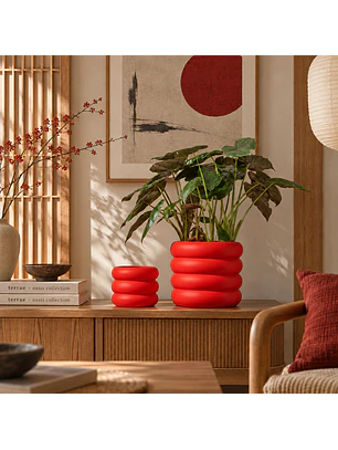Dune Ceramic Plant Pot in Red
