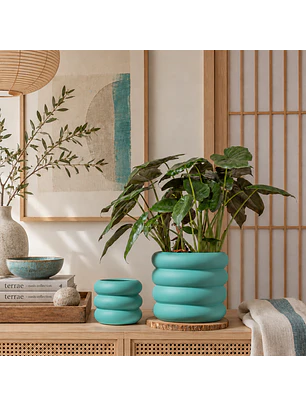 Dune Ceramic Planter in Turquoise Blue 