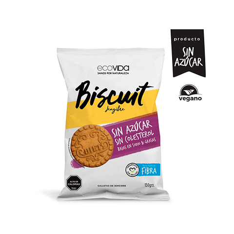 Biscuit Jengibre sin azúcar, sin colesterol -  150 gr  Galleta 