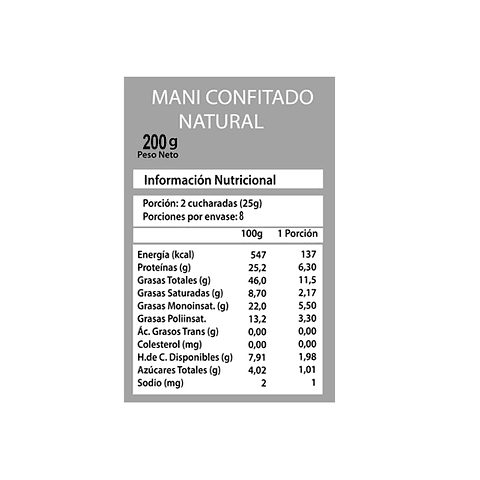 Maní Confitado Natural 200 gr - granel 