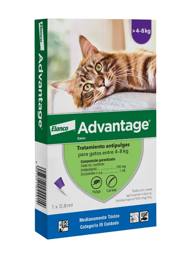 Advantage Pipeta Antipulgas para Gatos de 4 a 8 KG 1