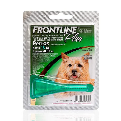 Frontline Plus Pipeta Antipulgas para Perros Hasta 10 KG