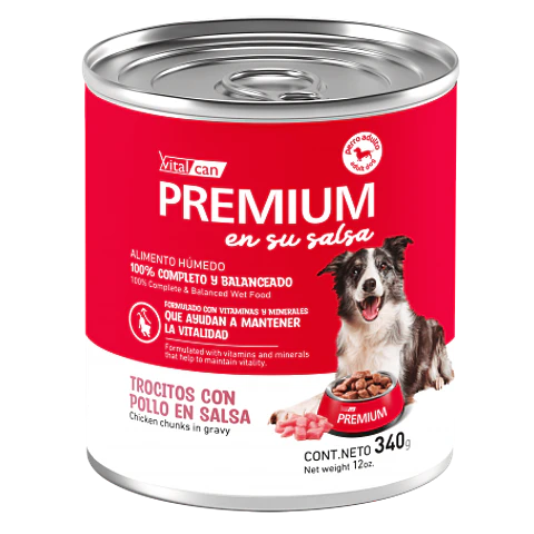 Vitalcan Trocitos con Carne en Salsa Lata 340 GR 