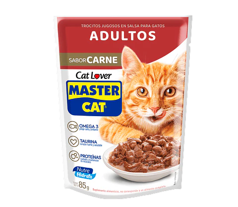 Master Cat Pouch Gato Adulto Sabor Carne 85 GR