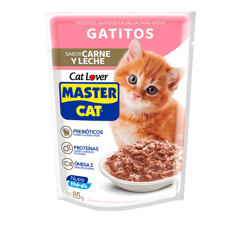 Master Cat Pouch Gatito Sabor Carne y Leche 85 GR