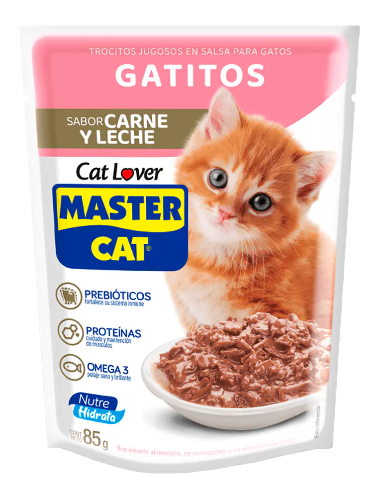 Master Cat Pouch Gatito Sabor Carne y Leche 85 GR 1