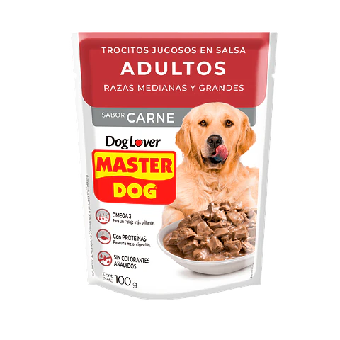 Master Dog Pouch Perro Adulto Sabor Carne 100 GR