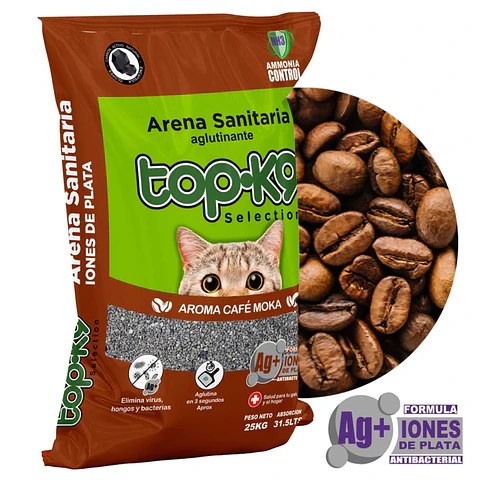 Arena aglutinante Top K9 25 KG aroma café moka 