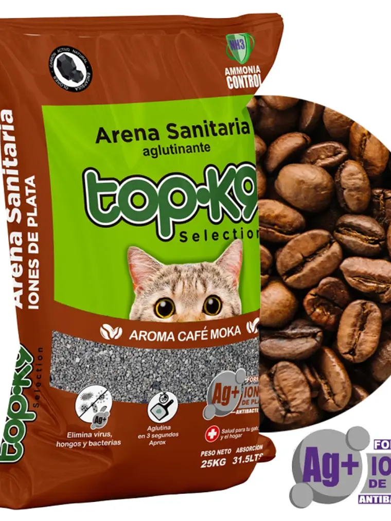 Arena aglutinante Top K9 25 KG aroma café moka  1