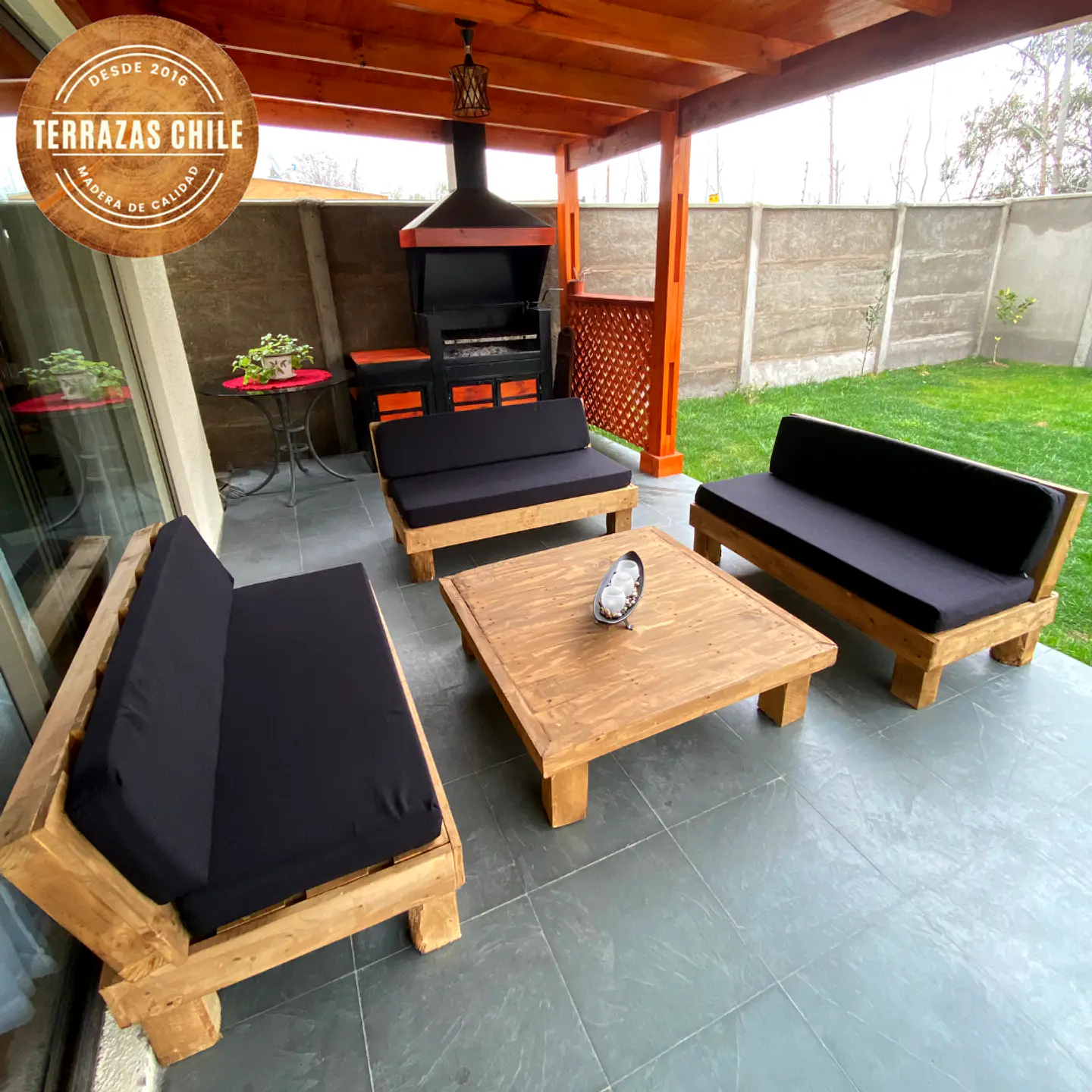 Juego de Tapiz Negro Terraza Rustica 3