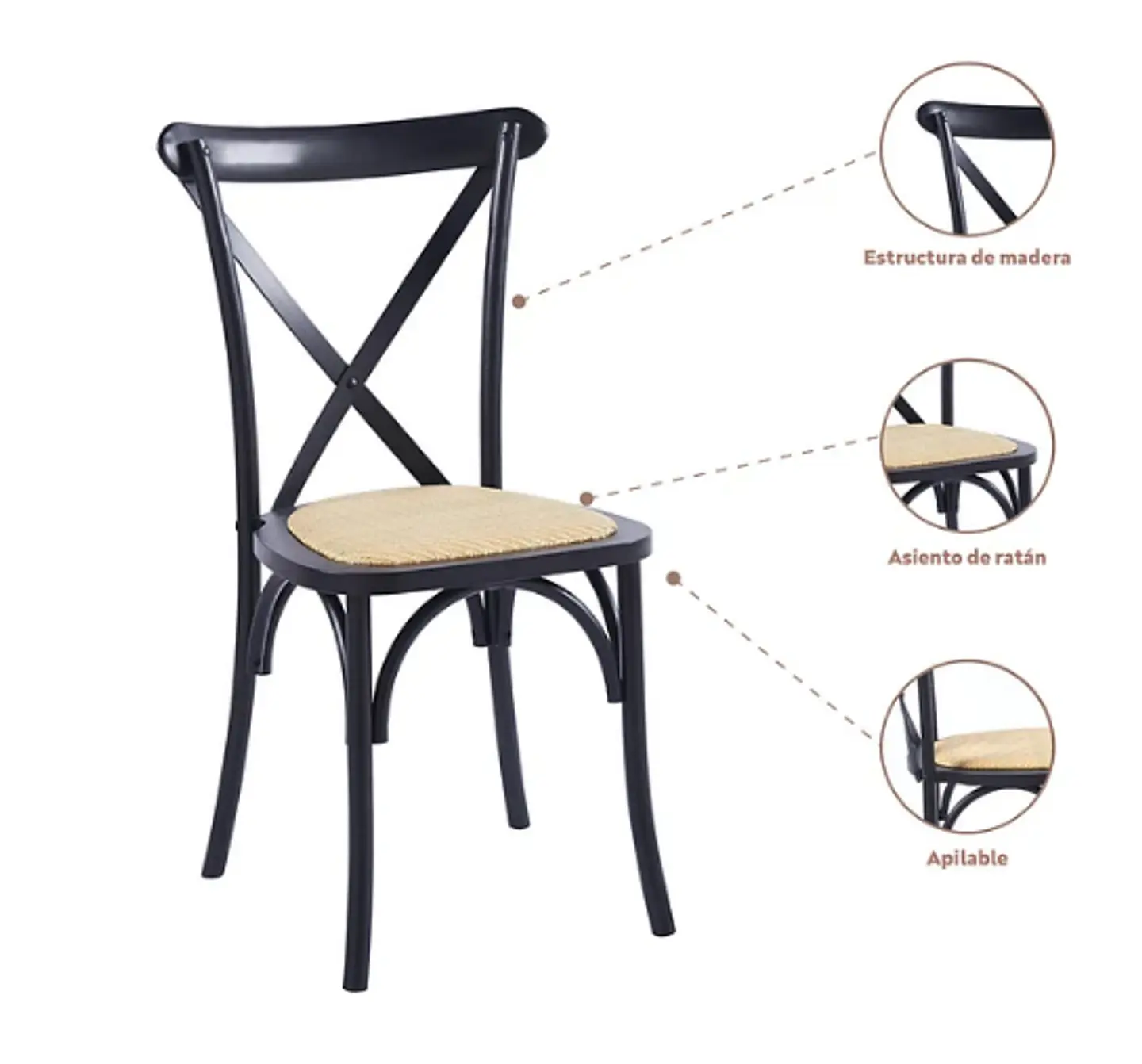 Silla Crossback Madera Negra 2