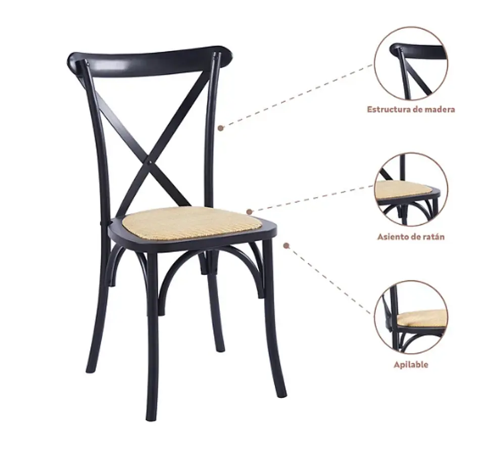 Silla Crossback Madera Negra 2
