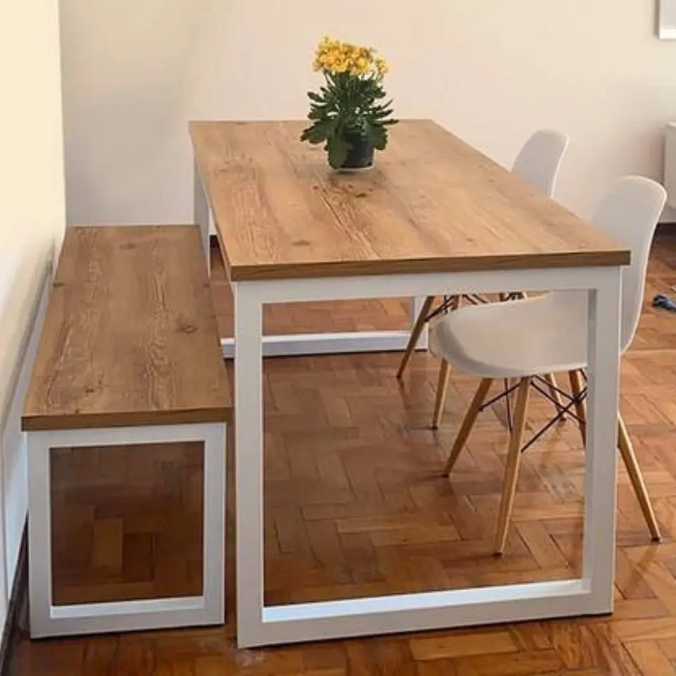 Comedor Andes 4 Personas Banca y Sillas - Blanco 1