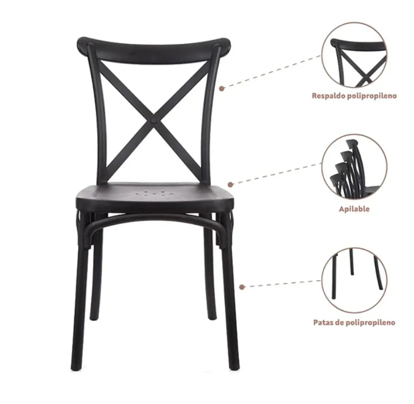 Silla Crossback Polipropileno - Varios colores 2