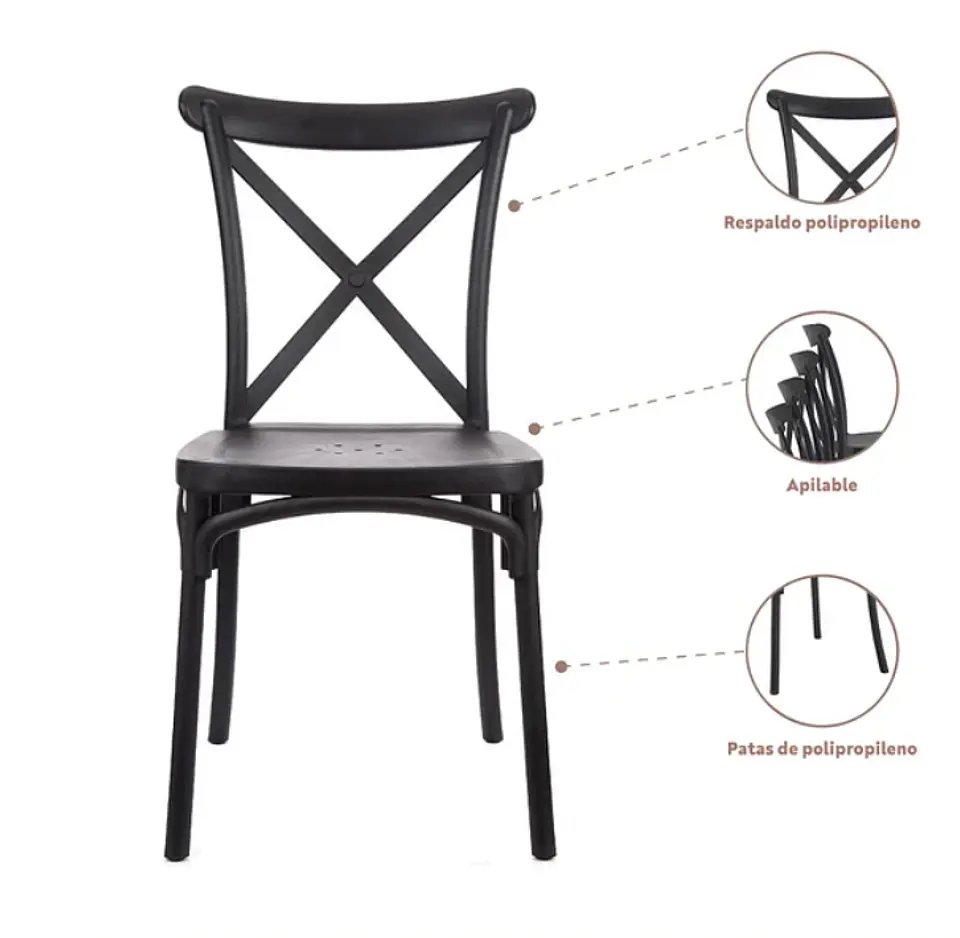 Silla Crossback Polipropileno - Varios colores 2